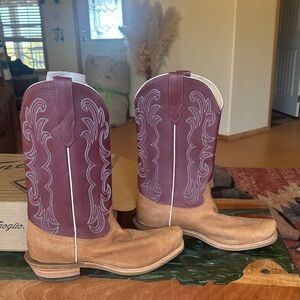 Stylish Tan and Burgundy Leather Boots